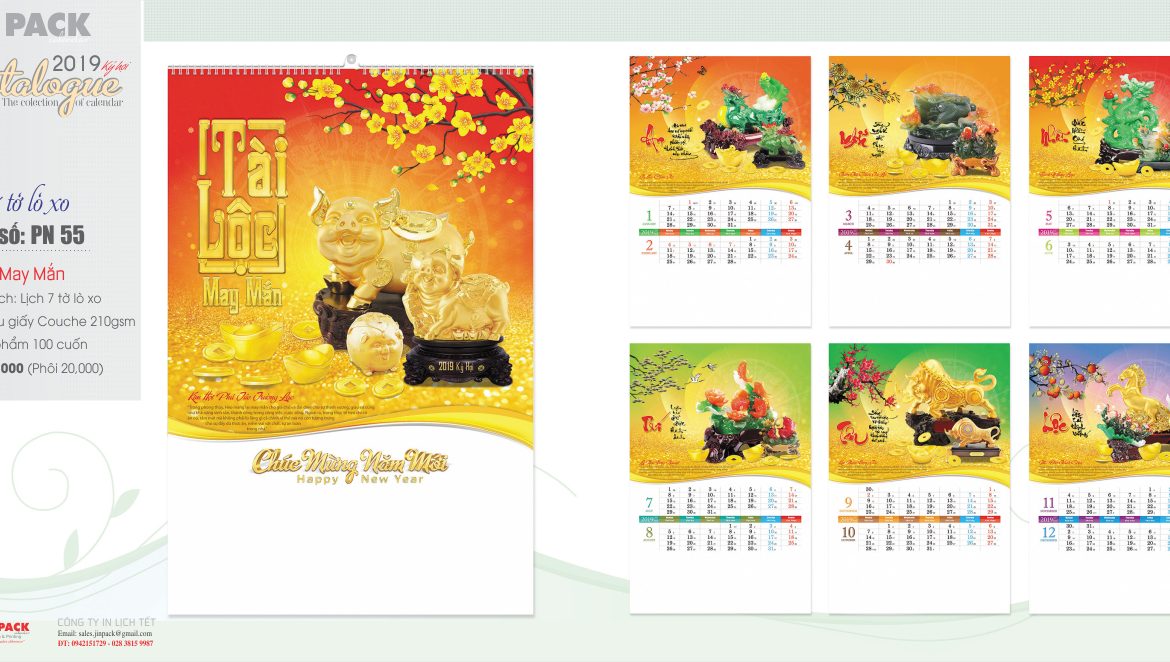 Những mẫu lịch tết 2019 đẹp